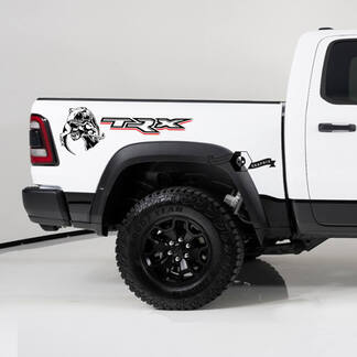 2x Dodge Ram TRX 2023 TRX Eating Raptor lato letto con grafica decalcomania in vinile per camion linea rossa
