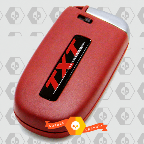 SRT Style Red TXT Domed Inlay Pair — Adesivo in vinile (telecomando chiave) per Dodge Challenger