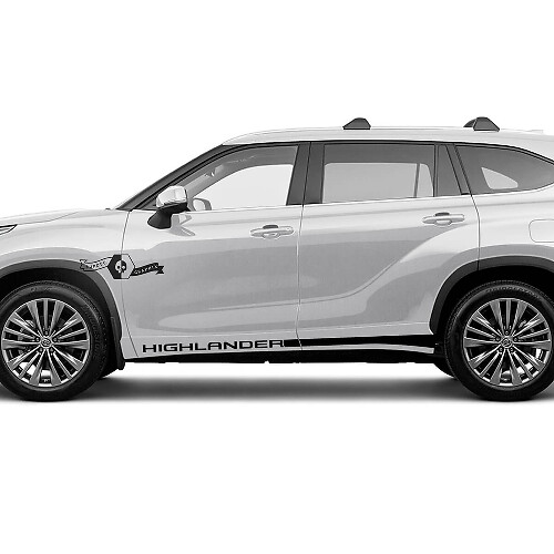 Coppia Toyota 2020 Highlander Doors Bed Side Slim Rocker Panel Decal Graphic Sticker Kit strisce laterali
