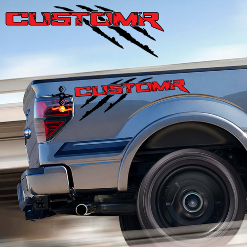 CUSTOMR Set di artigli con contorno rosso Adesivo in vinile per il fianco del letto per Ford F-150