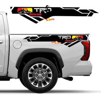 TRD Overland edition Mountain Vintage Colors BedSide Side Vinyl Stickers Decal adatta per Toyota Tundra 2022 2023 2024
