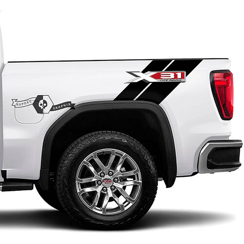 X31 Off Road Adesivi in Vinile Hash Laterali per GMC Sierra 1500 2023