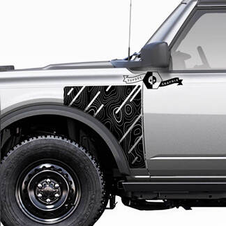 Coppia Ford Bronco Topographic Map Everglades Style Side Panel Vinyl Decal Sticker Graphics Kit
