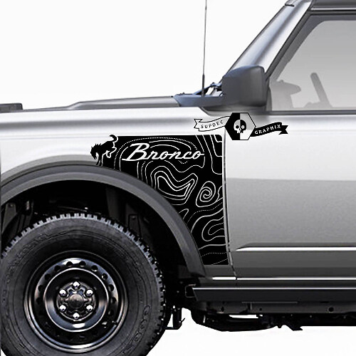 Kit Adesivi Laterali in Vinile con Logo Stile Topografico per Musclecar horse