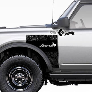 Coppia Ford Bronco Vintage Logo Topographic Map Everglades Style Side Panel Vinyl Decal Sticker Graphics Kit 2
