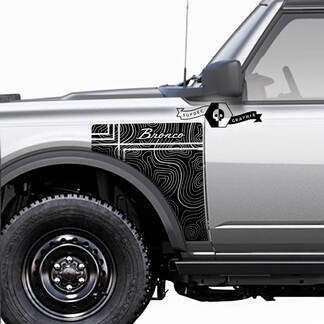 Coppia Ford Bronco Vintage Logo Topographic Map Everglades Style Side Panel Vinyl Decal Sticker Graphics Kit 3
