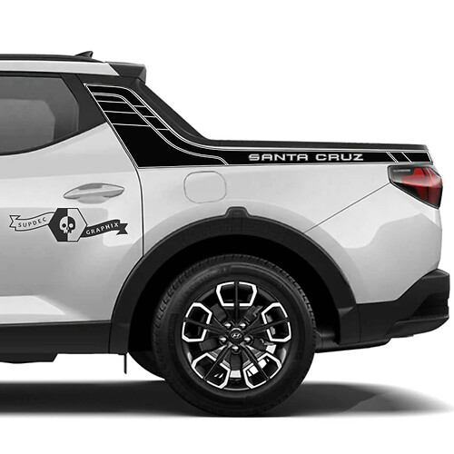 Coppia Hyundai Santa Cruz Modern Rally Side Bed Logo Lines Trim Vinyl Stickers Decal Graphic
