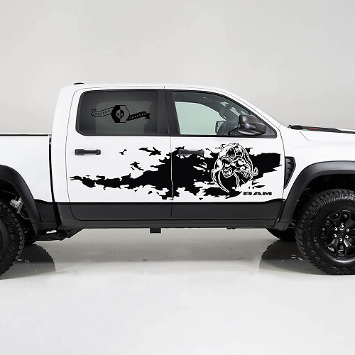 Kit Adesivi Laterali in Vinile Stile Spruzzi di Fango TRX per Dodge Ram1500 2021+