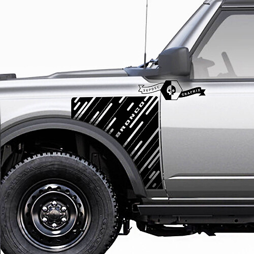 Coppia di adesivi in vinile per pannelli laterali in stile Everglades per Ford Bronco
