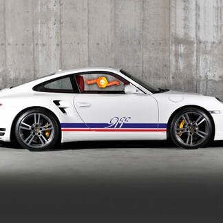Coppia Porsche 9ff Side Decal Rocker Panel Stripes Door Kit Decal Sticker 2 colori
