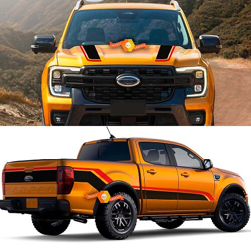 Kit adesivi vinile con doppie strisce per cofano e fianco per Musclecar F-250 Super Duty Tremor