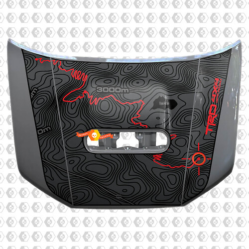 Toyota Tacoma 2020 Mappa topografica oscurante Viaggio avventuroso Adesivo decalcomania cappuccio in vinile TRD fuoristrada

