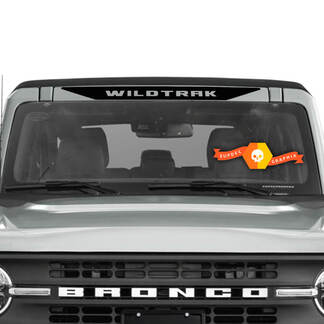 Decalcomania in vinile con logo Bronco Wildtrak sopra lo striscione del parabrezza
