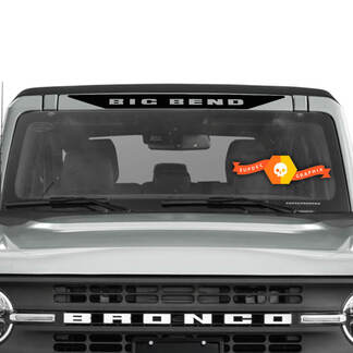 Decalcomania in vinile con logo Bronco Big Bend sopra lo striscione del parabrezza
