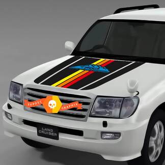 TRD Toyota Landcruiser 100 Hood Decal Off Road Vintage Stripes Mountains Adesivo in vinile
