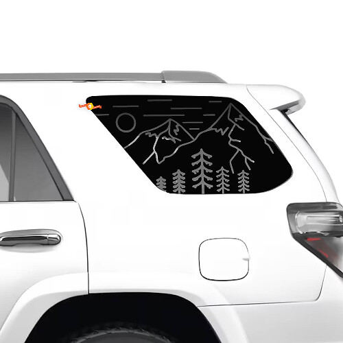 Adesivo in vinile per finestrino laterale con paesaggio montano e foresta per Toyota 4Runner