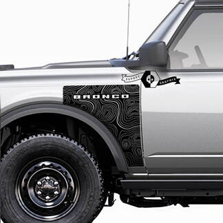 Coppia Ford Bronco Topographic Map Everglades Style Side Panel Vinyl Decal Sticker Graphics Kit 3
