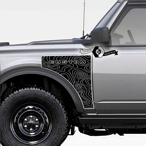 Everglades CUSTOM Topographic Map — Adesivo in vinile (parafango) per Ford Bronco