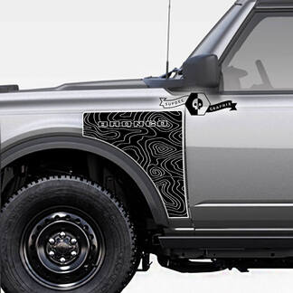 Coppia Ford Bronco Topographic Map Everglades Style Side Panel Vinyl Decal Sticker Graphics Kit 1
