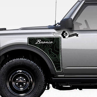 Coppia Ford Bronco Logo Topographic Map Everglades Style Side Panel Vinyl Decal Sticker Graphics Kit 1
