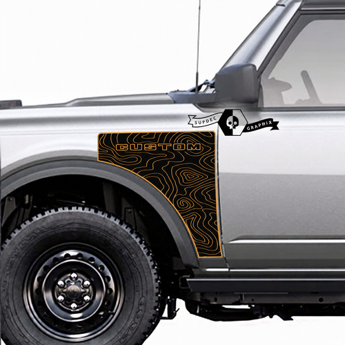 Everglades CUSTOM Gold Topographic Map — Adesivo in vinile (parafango) per Ford Bronco
