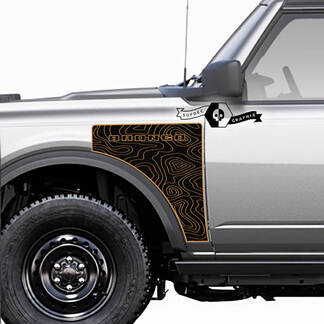 Coppia Ford Bronco Logo Topographic Map Everglades Style Side Panel Vinyl Decal Sticker Graphics Kit 2
