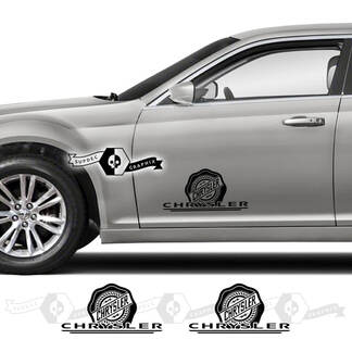 Coppia Chrysler 300 2021 2022 2023 Logo moderno Porte Grafica Auto Decalcomanie in vinile Adesivi
