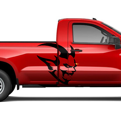 Set di adesivi laterali a vinile con testa di demone per Chevy Silverado