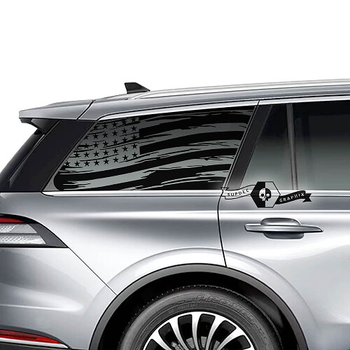 2 x Lincoln 2023 Aviator Window Bandiera degli Stati Uniti Adesivo grafico per decalcomanie in vinile distrutto

