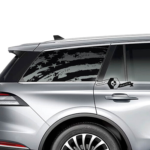 2 x Lincoln 2023 Aviator Window Bed Bandiera degli Stati Uniti Adesivo grafico per decalcomanie in vinile distrutto
