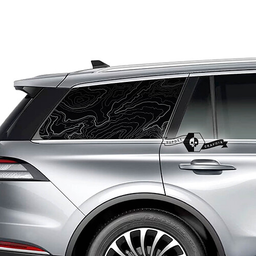 Coppia Lincoln 2023 Aviator Window Contour Map Decalcomanie in vinile Grafica Adesivo
