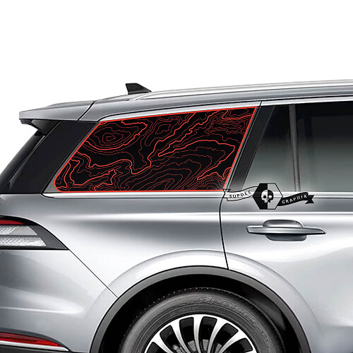 Coppia Lincoln 2023 Aviator Window Contour Map Decalcomanie in vinile Grafica Adesivo
