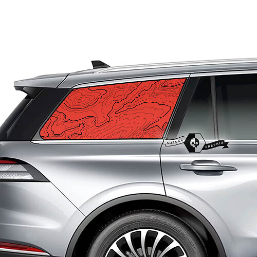 2x Lincoln 2023 Aviator Window Contour Map Decalcomanie in vinile Grafica Adesivo 2 colori

