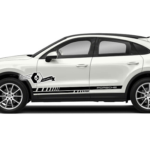 2x Porsche 2023 Porsche Cayenne Rocker Panel Side Stripes Porte Logo Kit Decalcomanie Adesivi
