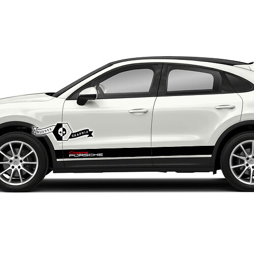 2x Porsche 2023 Porsche Cayenne Rocker Panel Side Stripes Porte Decalcomanie Adesivi 2 Colori
