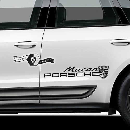 2 adesivi per decalcomanie per porte con logo Porsche Macan Porsche 2023
