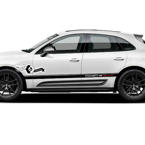 2x Porsche 2023 Porsche Macan T1 Side Solid Logo Stripes Adesivi per porte 2 colori

