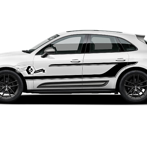 2x Porsche 2023 Porsche Macan T1 adesivi per decalcomanie per porte con logo a strisce laterali
