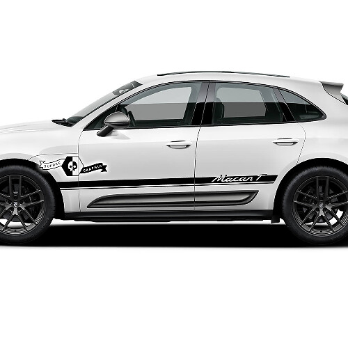 2x Porsche 2023 Porsche Macan T Side Trim Logo Stripes Adesivi per porte
