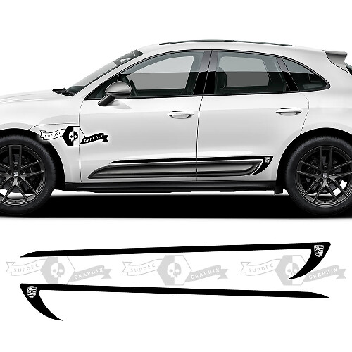 2x Porsche 2023 Porsche Macan T Side Logo Line Stripes Adesivi per decalcomanie per porte
