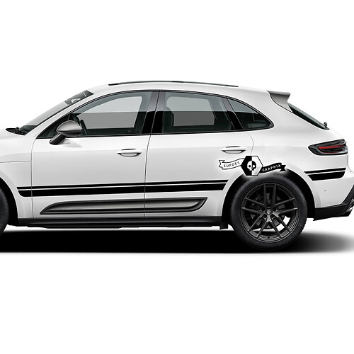 2x Porsche 2023 Porsche Macan T Side Bed Stripes Adesivi per porte
