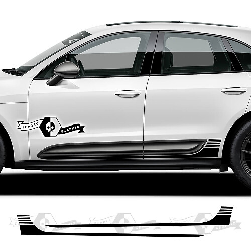 2x Porsche 2023 Porsche Macan T Side Lines Stripes Door Bottom Decal Stickers
