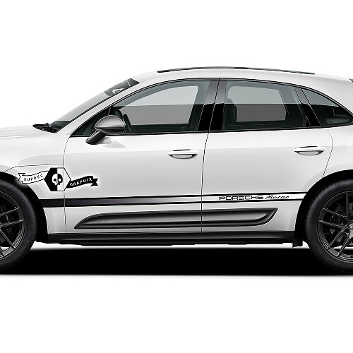 2x Porsche 2023 Porsche Macan T Letto laterale Strisce Adesivi per porte Colore sfumato
