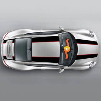 Imposta decalcomanie grafiche a strisce per strisce R sagomate sopra la parte superiore per Porsche Carrera
