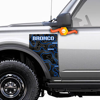 Coppia Ford Bronco Badlands Side Style Side Panel Сontour Map Vinyl Decal Sticker Graphics 2 colori
