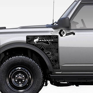 Coppia Ford Bronco Badlands Side Style Side Panel Сontour Map Vinyl Decal Sticker Graphics

