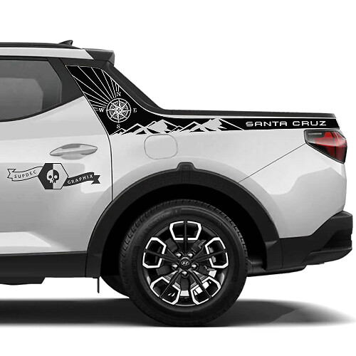 Kit di adesivi in vinile laterali posteriori Compass Mountain per Hyundai Santa Cruz