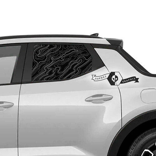 Adesivi in vinile con mappa del contorno per finestrino laterale posteriore Hyundai Santa Cruz