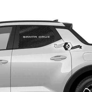 Coppia Hyundai Santa Cruz Side Bed Line Waves Window Logo Vinyl Stickers Decal Graphic

