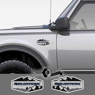 2 New Ford Bronco Wildtrak Mountains Decal Vinyl Emblem Sasquatch Grey Sticker Stripe per Ford Bronco
